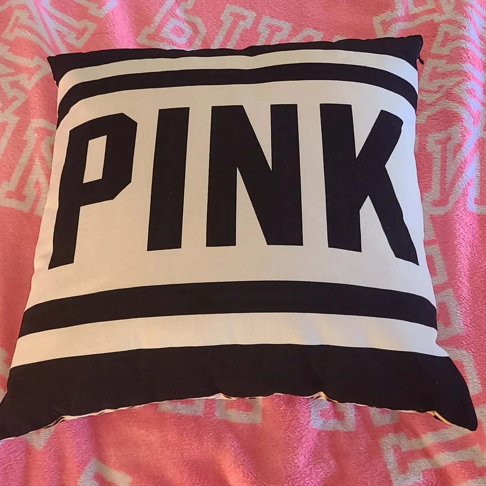 PINK VS Throw Pillow-Double Sided - LEOPARD PRINT/ VS LOGO - Picture 3 of 6